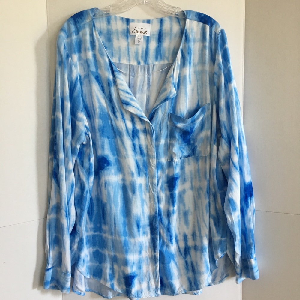 Beautiful blue and white tide dye design shirt